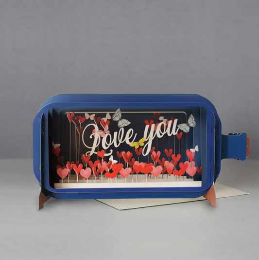 Message in a Bottle - Love You Hearts and Butterflies Pop-Up Card