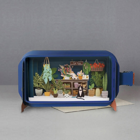 Message in a Bottle - Cats in Flower Shop Pop-Up Card