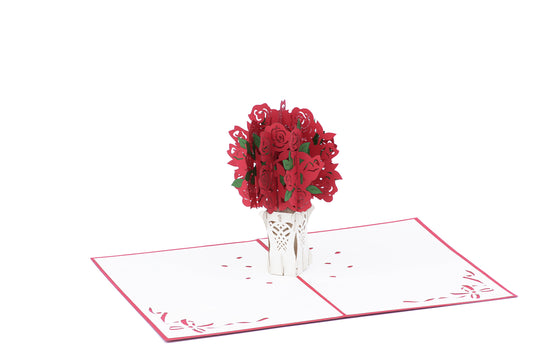 Red Bouquet of Roses Pop-Up Card