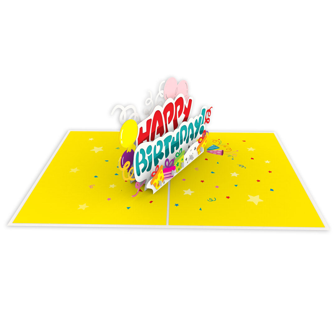 Happy Birthday Balloons and Presents Pop-Up Card