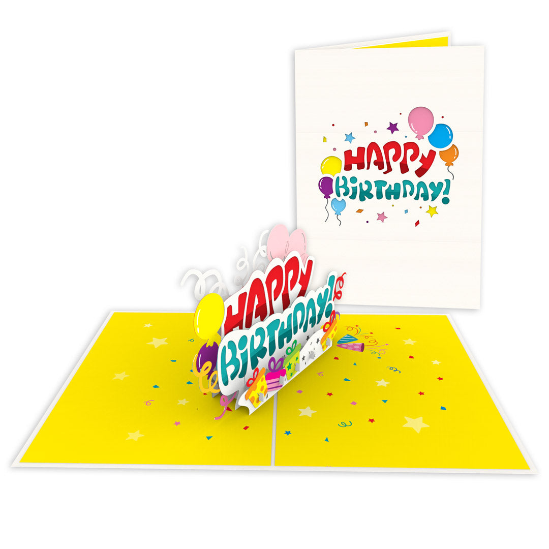 Happy Birthday Balloons and Presents Pop-Up Card