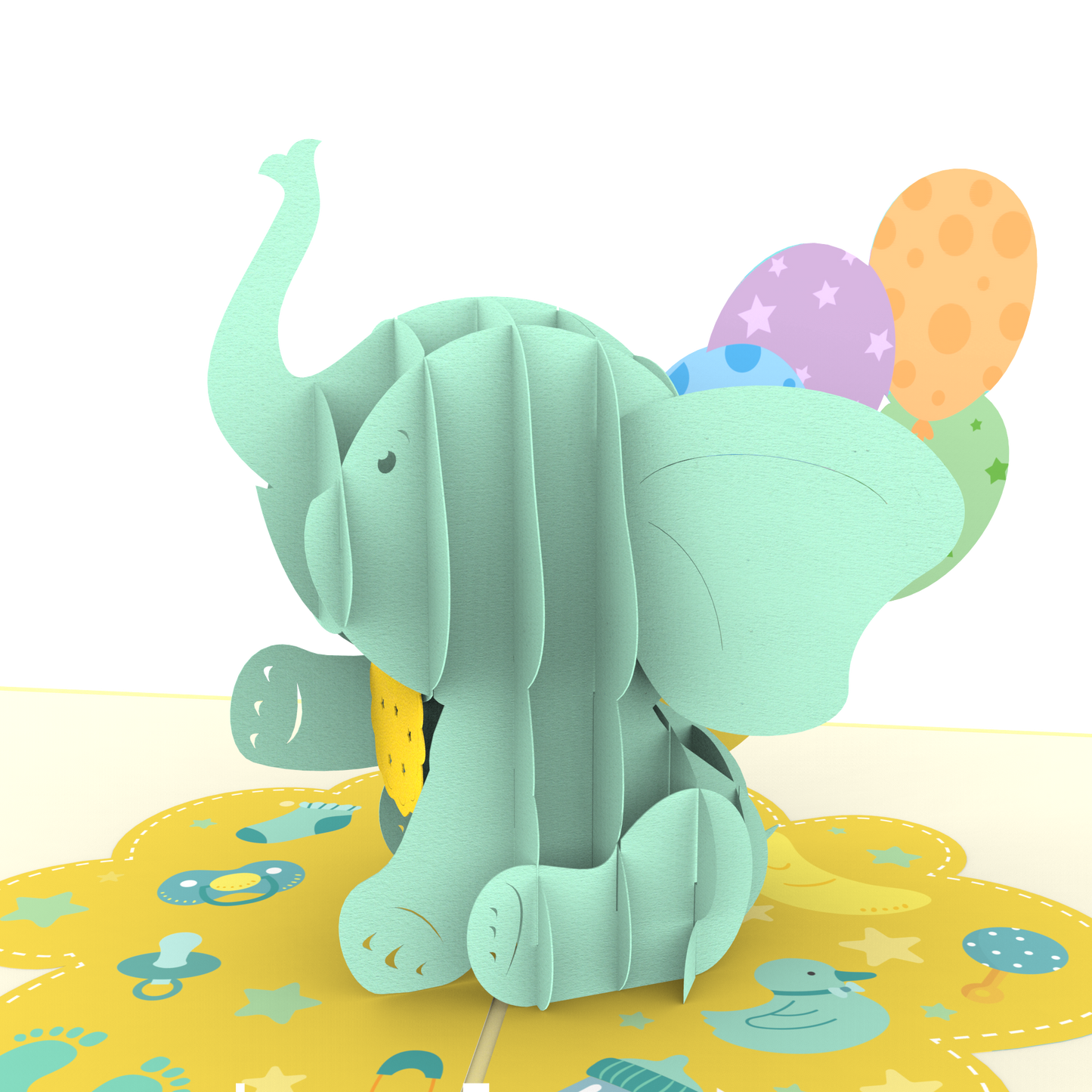 Baby Elephant with Balloons Pop-Up Card