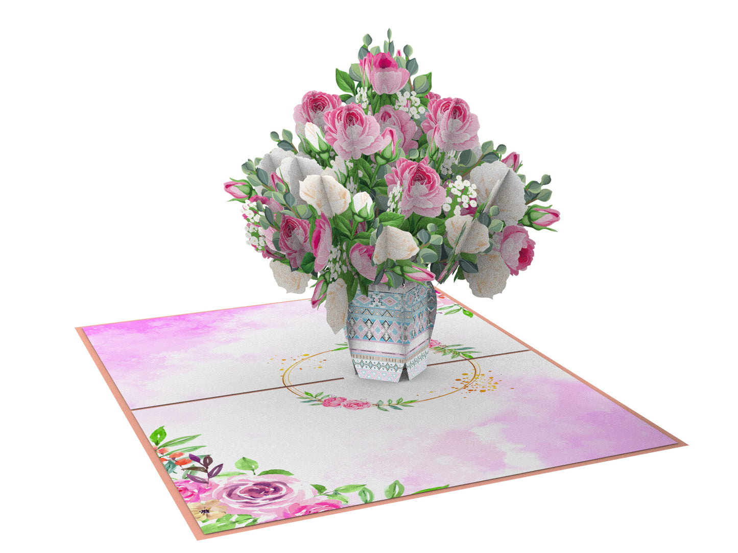 Arranged Rose Bouquet Pop-Up Card
