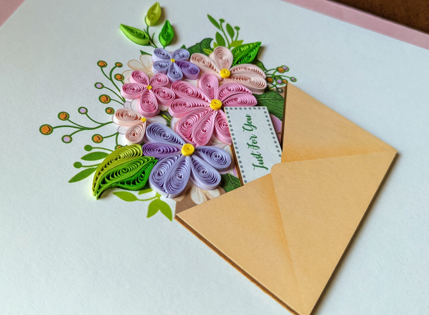 Just for You Floral Envelope Quilled Card