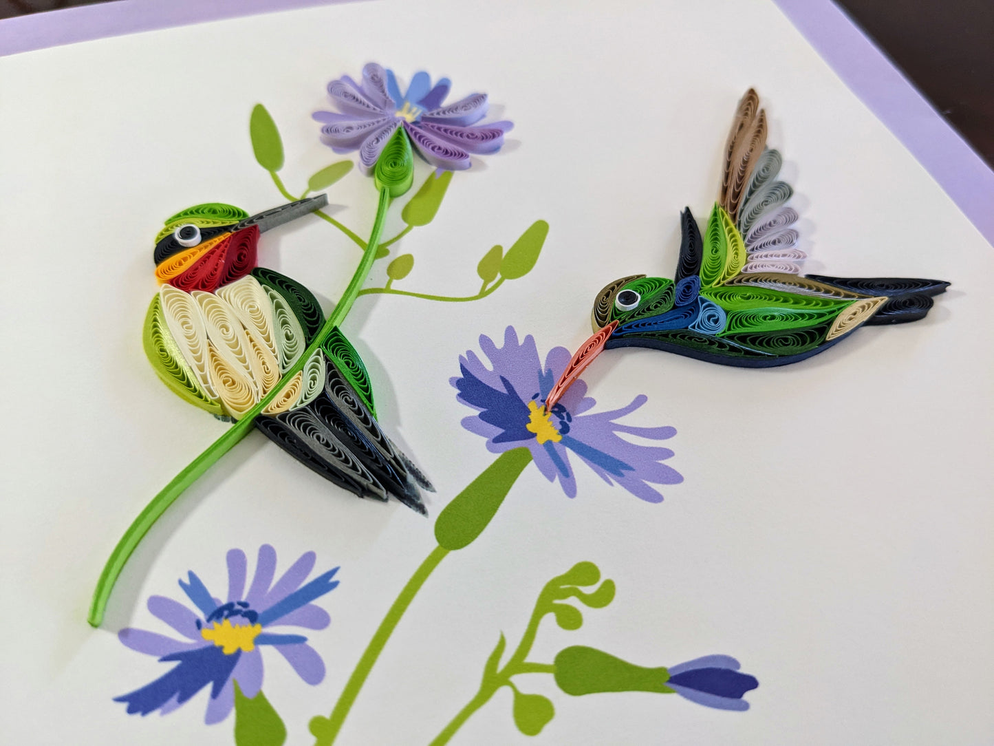 Hummingbirds Quilled Card