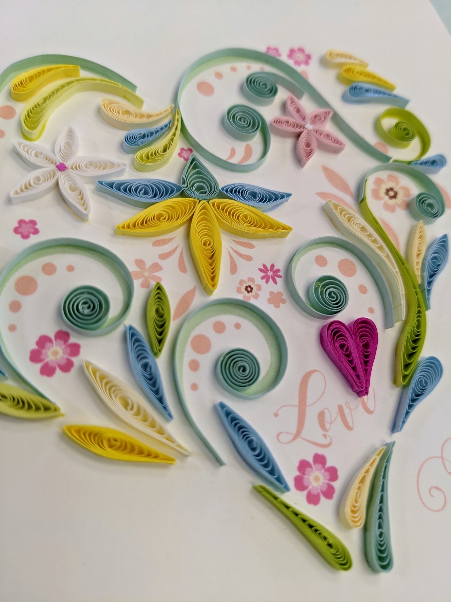 Love Floral Heart Quilling Card