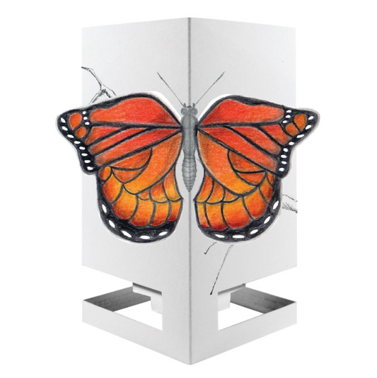 Card + Candle Holder - Bright Orange Butterfly Pop-Up Lantern