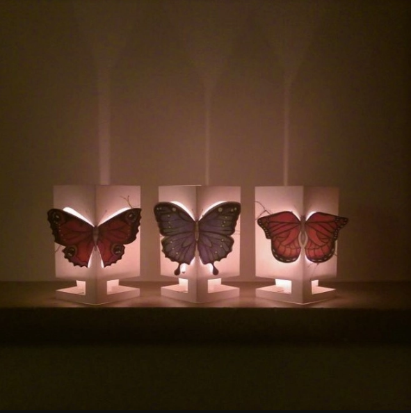 Card + Candle Holder - Bright Red Butterfly Pop-Up Lantern