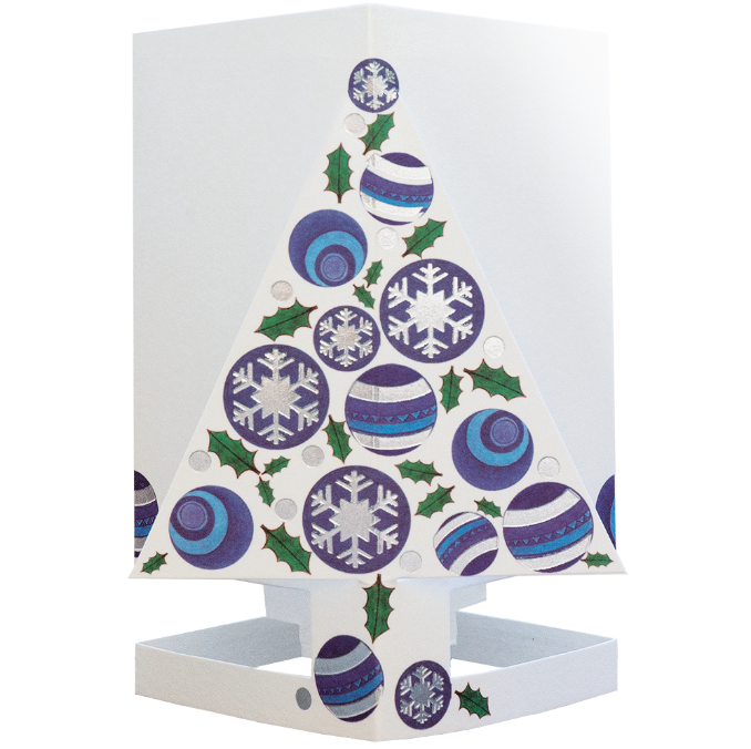 Card + Candle Holder - Christmas Tree Blue Pop-Up Lantern