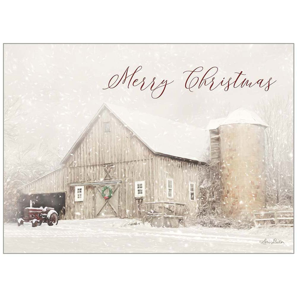 Snowy Barn Christmas Card