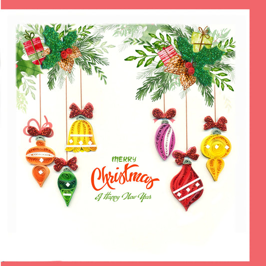 Merry Christmas Ornaments Quilling Card