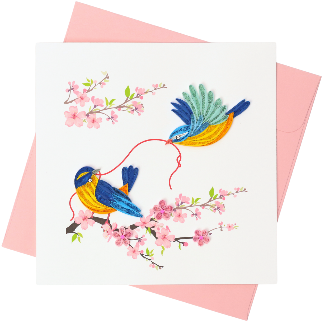 Bluebirds with String Quilling Card