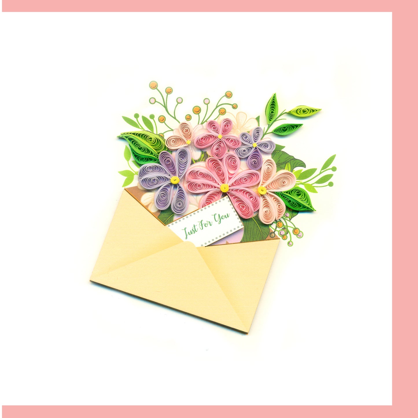 Just for You Floral Envelope Quilled Card