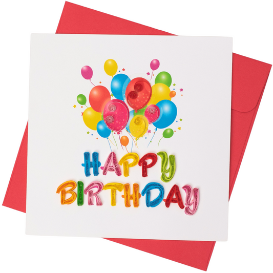 Happy Birthday Balloons Quilling Card