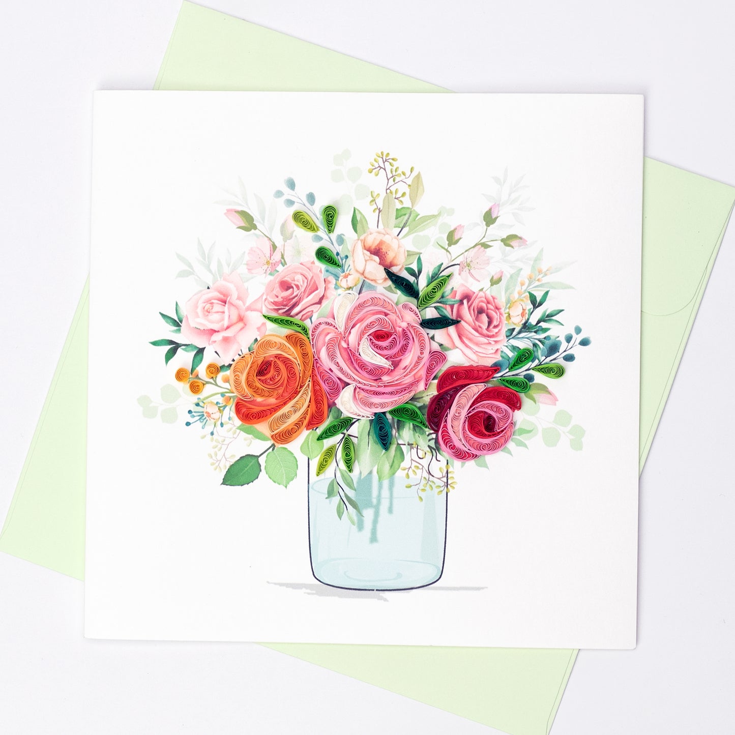 Rose Floral Arrangement Quilled Card