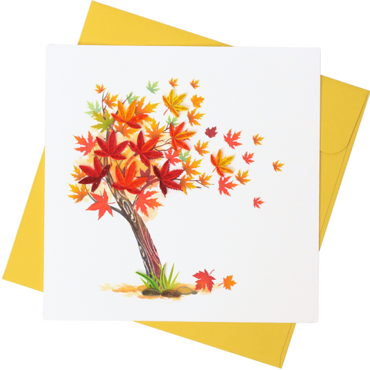 Autumn Maple Leaves Quilling Card