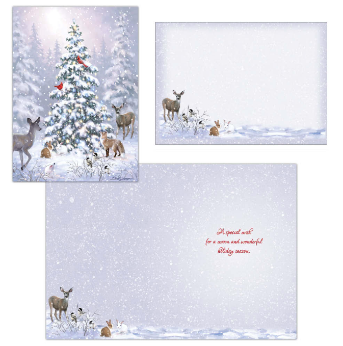 Woodland Critters and Tree Holiday Card