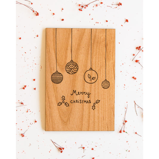 Real Wood Card - Merry Christmas Ornaments