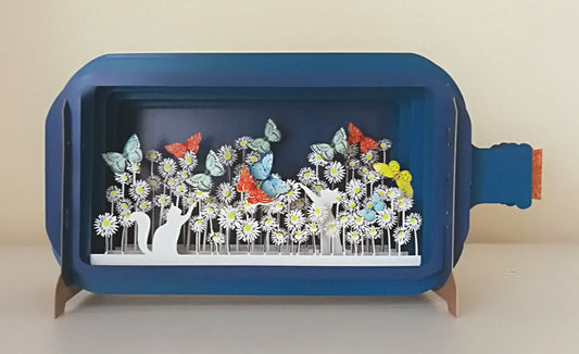 Message in a Bottle - Cats, Butterflies and Flowers Pop-Up Card